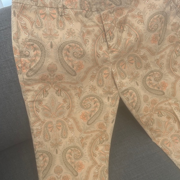 Tommy Hilfiger Paisley Crop Pants in Cream and Peach - Picture 3 of 3